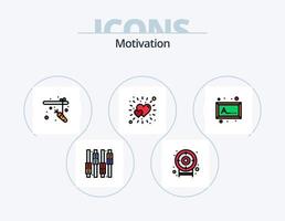 linha de motivação cheia de ícones do pacote 5 design de ícones. escudo de motivação. acesso. brilhante. alvo. dardos vetor