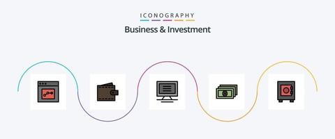 linha de negócios e investimento cheia de pacote de ícones plana 5 incluindo usuário. armário. carteira. dinheiro. dólar vetor