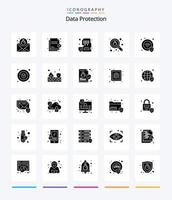 pacote de ícones preto sólido de 25 glifos de proteção de dados criativos, como pesquisa. erro. segurança. móvel. trancar vetor