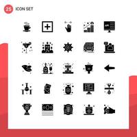 conjunto de 25 símbolos de ícones de interface do usuário modernos, sinais de aumento de dinheiro, suporte ao crescimento, elementos de design de vetores editáveis certos