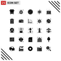 25 ícones criativos, sinais e símbolos modernos de conexão com a internet consertam elementos de design de vetores editáveis do globo
