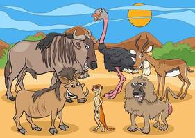 grupo de personagens de animais selvagens africanos dos desenhos animados vetor