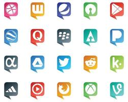 20 logotipo de estilo de bolha de fala de mídia social como kik tweet question twitter app net vetor
