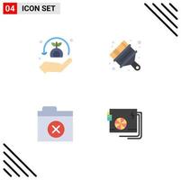 conjunto moderno de pictograma de 4 ícones planos de arquivos de seguro pintura segura ac elementos de design de vetores editáveis