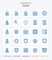 segurança criativa 25 pacote de ícones azuis, como proteção. segredo. privado. procurar. proteção vetor