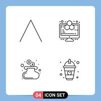 4 ícones criativos, sinais e símbolos modernos de análise de bolsa de seta, estudo de bebida, elementos de design de vetores editáveis