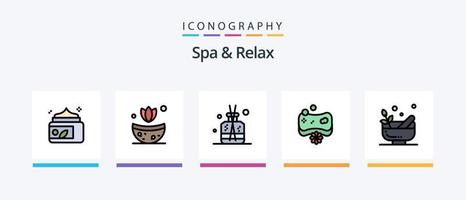 linha de spa e relaxamento cheia de 5 ícones, incluindo spa. massagem . spa. relaxamento. design de ícones criativos vetor