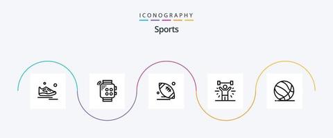 pacote de ícones da linha 5 de esportes, incluindo exercícios. jogo. tocar. esporte. bola vetor