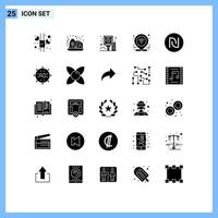 25 ícones criativos sinais modernos e símbolos de verificação de localização do guia de conexão de moeda em elementos de design de vetores editáveis
