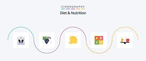 pacote de ícones plana 5 de dieta e nutrição, incluindo saúde. maçã. citrino. saúde. dieta vetor