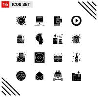 16 ícones criativos sinais e símbolos modernos de layout on-line da interface do usuário do fisiculturismo elementos de design de vetores editáveis abstratos