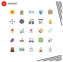 conjunto de 25 sinais de símbolos de ícones de interface do usuário modernos para biblioteca de tesouros, relaxamento, educação, visão, elementos de design de vetores editáveis