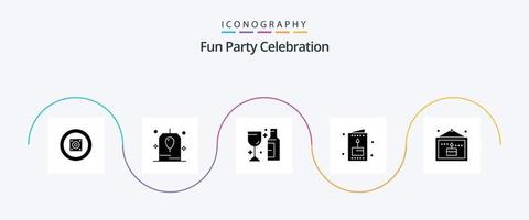 pacote de ícones de glifo de festa 5, incluindo celebração. festa. álcool. criança. cartão vetor
