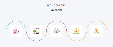 pacote de ícones plana 5 dos namorados, incluindo chá. dia. parque. dia dos namorados. ar livre vetor
