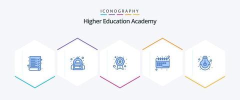 pacote de ícones azuis da academia 25, incluindo ideia. Educação. reconhecimento. estudar. agendar vetor