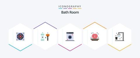 pacote de ícones planos de 25 quartos de banho, incluindo banho. banho. banho. banheiro. lavando vetor