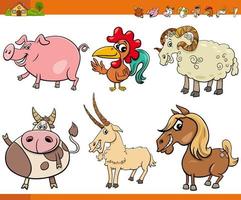 coleção de personagens de animais de fazenda de desenho animado vetor