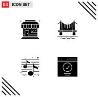 pacote de ícones de vetores de ações de 4 sinais e símbolos de linha para elementos de design de vetores editáveis de loja de música de mercado cidade noite