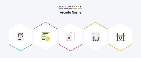 arcade 25 flat icon pack incluindo jogo. jogo. fantasma. diversão. controle de video game vetor