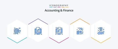 contabilidade e finanças 25 pacote de ícones azuis, incluindo negócios. gerenciamento. gráfico. finança. documento vetor