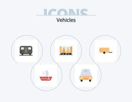 design de ícone do pacote de 5 ícones plana de veículos. . reboque. reboque. agricultor. veículo vetor