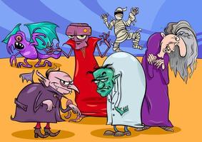 ilustração dos desenhos animados do grupo de monstros e sustos vetor