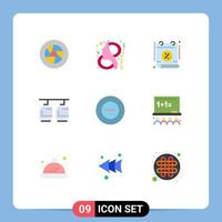 pacote de interface do usuário de 9 cores planas básicas de símbolo de venda de cabo de transporte por cento elementos de design de vetores editáveis