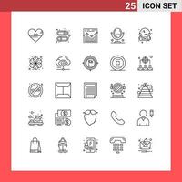 conjunto de 25 sinais de símbolos de ícones de interface do usuário modernos para hobby interior desabilitar móveis relatório elementos de design de vetores editáveis