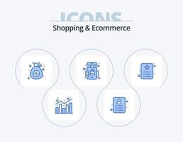 design de ícones do pacote de 5 ícones azuis de compras e comércio eletrônico. eu ia. compras. bolsa. compras. Mercado vetor