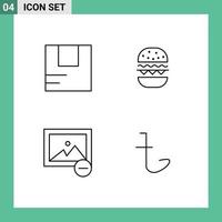 pacote de 4 sinais e símbolos modernos de cores planas de linha preenchida para mídia de impressão na web, como transporte de imagem de caixa, coma elementos de design de vetores editáveis de bangladesh