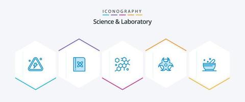 ciência 25 pacote de ícones azul incluindo ciência. tigela. Ciência. Ciência. Educação vetor