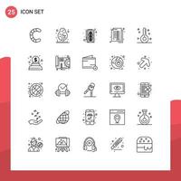 25 ícones criativos, sinais e símbolos modernos de contabilidade de fitness, contas bancárias de computador, elementos de design vetorial editáveis vetor