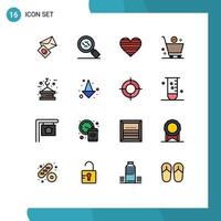 16 ícones criativos sinais e símbolos modernos de gancho menos amor e carrinho elementos de design de vetores criativos editáveis