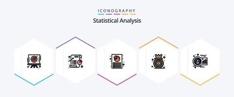 análise estatística pacote de ícones de 25 linhas preenchidas, incluindo crescimento. diagrama. estatística. gráfico. relatório vetor