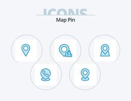 mapa pin ícone azul pack 5 design de ícones. . prédio. . marcador vetor