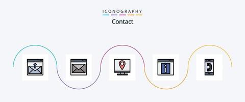 linha de contato preenchida pacote de ícones plana 5 incluindo contato. chamar. Informação. página da Internet. Informação vetor