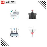 conjunto moderno de 4 ícones e símbolos planos, como roteador de negócios, construindo elementos históricos de design de vetores editáveis wifi