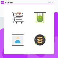 4 pacote de ícones planos de interface de usuário de sinais e símbolos modernos de elementos de design de vetor editável de imagem de cesta comércio foto em dinheiro
