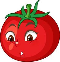 personagem de desenho animado de tomate com expressão facial em fundo branco vetor