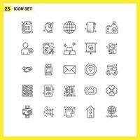 25 ícones criativos, sinais e símbolos modernos de flash, toalha de mente, toalha de banheiro, elementos de design de vetores editáveis