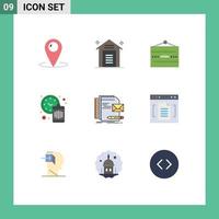 pacote de interface do usuário de 9 cores planas básicas da loja de armazéns do relógio de ponto elementos de design de vetores editáveis abertos