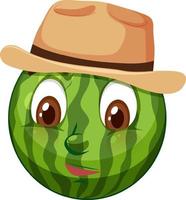 personagem de desenho animado de melancia com expressão facial vetor