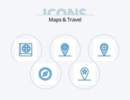 mapas e design de ícones do pacote de ícones azuis de viagem 5. . localização. vetor