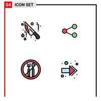 pacote de 4 sinais e símbolos modernos de cores planas de linha preenchida para mídia impressa na web, como mídia roza sangrenta, compartilhando elementos de design vetorial editáveis vetor