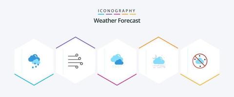 pacote de ícones planos do tempo 25, incluindo clima. sem nuvens. neve. clima. nuvem vetor