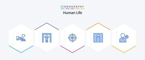 pacote de ícones humanos 25 azuis, incluindo coração. do utilizador. recrutamento. pessoa. homem vetor