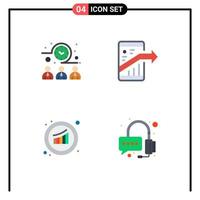4 conceito de ícone plano para sites móveis e aplicativos que reúnem trabalhadores gráficos marketing elementos de design de vetores editáveis