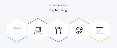 design pacote de ícones de 25 linhas, incluindo . projeto. projeto. cortar. engrenagem vetor