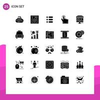 conjunto de 25 sinais de símbolos de ícones de interface do usuário modernos para tarefa de marketing de carro on-line elementos de design de vetor editável de dedo