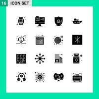 pacote de ícone de vetor de estoque de 16 sinais e símbolos de linha para elementos de design de vetor editável de escudo de velocidade de bug de embarcação masjid
